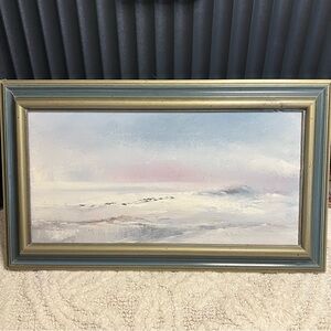 Vintage Ocean Beach Theme Painting Wall Art Signed A Parsons 19.5x11.5” Framed